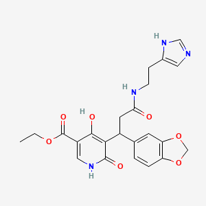 molecular formula C23H24N4O7 B11041512 ethyl 5-[1-(1,3-benzodioxol-5-yl)-3-{[2-(1H-imidazol-4-yl)ethyl]amino}-3-oxopropyl]-4-hydroxy-6-oxo-1,6-dihydropyridine-3-carboxylate 