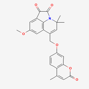molecular formula C25H21NO6 B11041549 8-methoxy-4,4-dimethyl-6-{[(4-methyl-2-oxo-2H-chromen-7-yl)oxy]methyl}-4H-pyrrolo[3,2,1-ij]quinoline-1,2-dione 