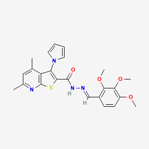 molecular formula C24H24N4O4S B11041583 4,6-dimethyl-3-(1H-pyrrol-1-yl)-N'-[(E)-(2,3,4-trimethoxyphenyl)methylidene]thieno[2,3-b]pyridine-2-carbohydrazide 