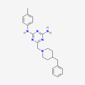 molecular formula C23H28N6 B11041654 6-[(4-benzylpiperidin-1-yl)methyl]-N-(4-methylphenyl)-1,3,5-triazine-2,4-diamine 