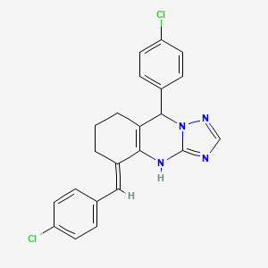 molecular formula C22H18Cl2N4 B11041677 (5E)-5-(4-chlorobenzylidene)-9-(4-chlorophenyl)-4,5,6,7,8,9-hexahydro[1,2,4]triazolo[5,1-b]quinazoline 
