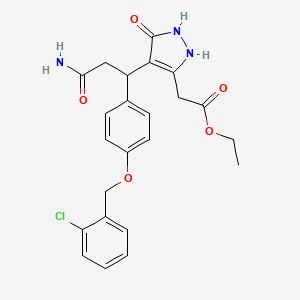 molecular formula C23H24ClN3O5 B11041700 ethyl [4-(3-amino-1-{4-[(2-chlorobenzyl)oxy]phenyl}-3-oxopropyl)-5-oxo-2,5-dihydro-1H-pyrazol-3-yl]acetate 
