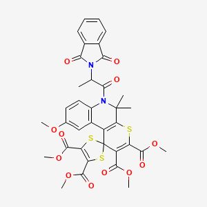 molecular formula C36H32N2O12S3 B11041793 tetramethyl 6'-[2-(1,3-dioxo-1,3-dihydro-2H-isoindol-2-yl)propanoyl]-9'-methoxy-5',5'-dimethyl-5',6'-dihydrospiro[1,3-dithiole-2,1'-thiopyrano[2,3-c]quinoline]-2',3',4,5-tetracarboxylate 