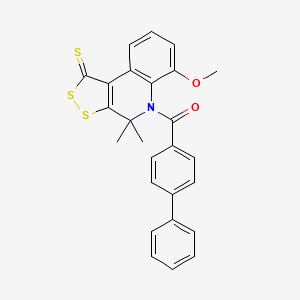 molecular formula C26H21NO2S3 B11041810 biphenyl-4-yl(6-methoxy-4,4-dimethyl-1-thioxo-1,4-dihydro-5H-[1,2]dithiolo[3,4-c]quinolin-5-yl)methanone 