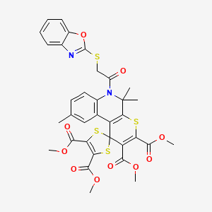molecular formula C34H30N2O10S4 B11041977 Tetramethyl 6'-[(1,3-benzoxazol-2-ylsulfanyl)acetyl]-5',5',9'-trimethyl-5',6'-dihydrospiro[1,3-dithiole-2,1'-thiopyrano[2,3-c]quinoline]-2',3',4,5-tetracarboxylate 