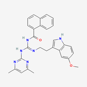 molecular formula C29H28N6O2 B11042068 N-[(E)-[(4,6-dimethylpyrimidin-2-yl)amino]{[2-(5-methoxy-1H-indol-3-yl)ethyl]amino}methylidene]naphthalene-1-carboxamide 