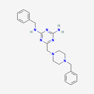 molecular formula C22H27N7 B11042083 N-benzyl-6-[(4-benzylpiperazin-1-yl)methyl]-1,3,5-triazine-2,4-diamine 