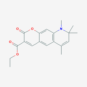 molecular formula C19H21NO4 B11042112 ethyl 6,8,8,9-tetramethyl-2-oxo-8,9-dihydro-2H-pyrano[3,2-g]quinoline-3-carboxylate 