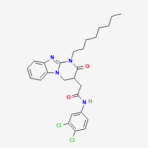 molecular formula C26H30Cl2N4O2 B11042127 N-(3,4-dichlorophenyl)-2-(1-octyl-2-oxo-1,2,3,4-tetrahydropyrimido[1,2-a]benzimidazol-3-yl)acetamide 