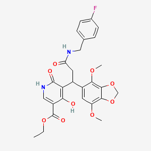 molecular formula C27H27FN2O9 B11042188 Ethyl 5-{1-(4,7-dimethoxy-1,3-benzodioxol-5-yl)-3-[(4-fluorobenzyl)amino]-3-oxopropyl}-4-hydroxy-6-oxo-1,6-dihydropyridine-3-carboxylate 