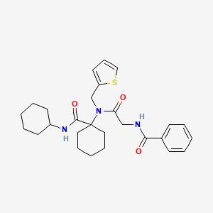 molecular formula C27H35N3O3S B11042235 N-(2-{[1-(cyclohexylcarbamoyl)cyclohexyl](thiophen-2-ylmethyl)amino}-2-oxoethyl)benzamide 