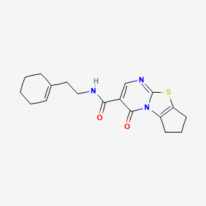 molecular formula C18H21N3O2S B11042250 N-(2-(cyclohex-1-en-1-yl)ethyl)-4-oxo-4,6,7,8-tetrahydrocyclopenta[4,5]thiazolo[3,2-a]pyrimidine-3-carboxamide 