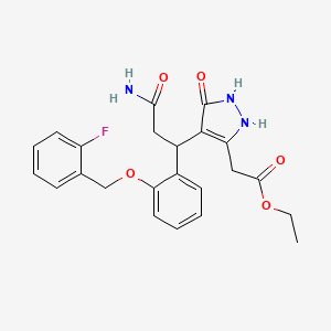 molecular formula C23H24FN3O5 B11042320 ethyl [4-(3-amino-1-{2-[(2-fluorobenzyl)oxy]phenyl}-3-oxopropyl)-5-oxo-2,5-dihydro-1H-pyrazol-3-yl]acetate 