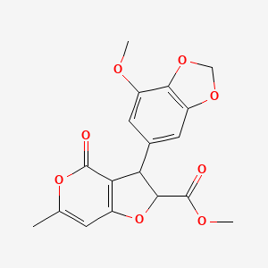 molecular formula C18H16O8 B11042333 methyl 3-(7-methoxy-1,3-benzodioxol-5-yl)-6-methyl-4-oxo-2,3-dihydro-4H-furo[3,2-c]pyran-2-carboxylate 