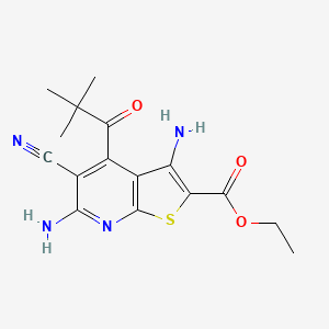 molecular formula C16H18N4O3S B11042403 Ethyl 3,6-diamino-5-cyano-4-(2,2-dimethylpropanoyl)thieno[2,3-b]pyridine-2-carboxylate 