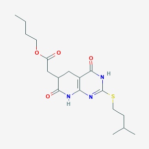 molecular formula C18H27N3O4S B11042434 Butyl 2-[2-(isopentylsulfanyl)-4,7-dioxo-1,4,5,6,7,8-hexahydropyrido[2,3-D]pyrimidin-6-YL]acetate 