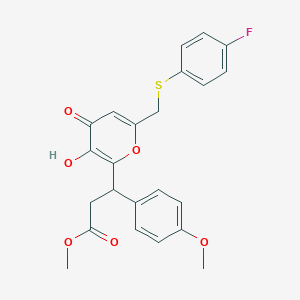 molecular formula C23H21FO6S B11042455 methyl 3-(6-{[(4-fluorophenyl)sulfanyl]methyl}-3-hydroxy-4-oxo-4H-pyran-2-yl)-3-(4-methoxyphenyl)propanoate 