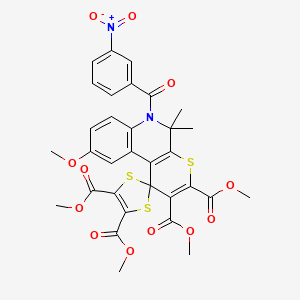 molecular formula C32H28N2O12S3 B11042496 Tetramethyl 9'-methoxy-5',5'-dimethyl-6'-[(3-nitrophenyl)carbonyl]-5',6'-dihydrospiro[1,3-dithiole-2,1'-thiopyrano[2,3-c]quinoline]-2',3',4,5-tetracarboxylate 