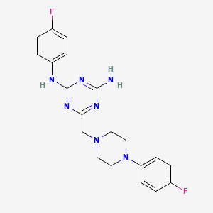 molecular formula C20H21F2N7 B11042575 N-(4-fluorophenyl)-6-{[4-(4-fluorophenyl)piperazin-1-yl]methyl}-1,3,5-triazine-2,4-diamine 