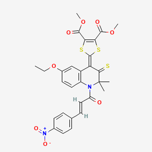 molecular formula C29H26N2O8S3 B11042650 dimethyl 2-{6-ethoxy-2,2-dimethyl-1-[(2E)-3-(4-nitrophenyl)prop-2-enoyl]-3-thioxo-2,3-dihydroquinolin-4(1H)-ylidene}-1,3-dithiole-4,5-dicarboxylate 