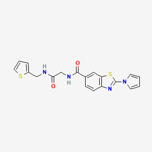 molecular formula C19H16N4O2S2 B11042679 N-{2-oxo-2-[(thiophen-2-ylmethyl)amino]ethyl}-2-(1H-pyrrol-1-yl)-1,3-benzothiazole-6-carboxamide 