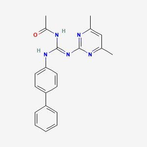molecular formula C21H21N5O B11042713 N-{(E)-(biphenyl-4-ylamino)[(4,6-dimethylpyrimidin-2-yl)amino]methylidene}acetamide 