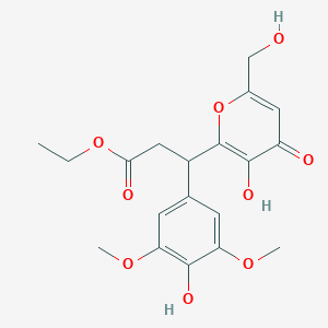 molecular formula C19H22O9 B11042810 ethyl 3-(4-hydroxy-3,5-dimethoxyphenyl)-3-[3-hydroxy-6-(hydroxymethyl)-4-oxo-4H-pyran-2-yl]propanoate 