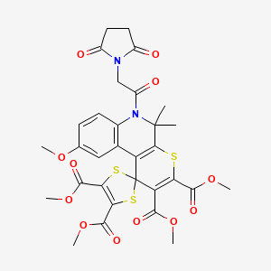 molecular formula C31H30N2O12S3 B11042823 Tetramethyl 6'-[(2,5-dioxopyrrolidin-1-yl)acetyl]-9'-methoxy-5',5'-dimethyl-5',6'-dihydrospiro[1,3-dithiole-2,1'-thiopyrano[2,3-c]quinoline]-2',3',4,5-tetracarboxylate 