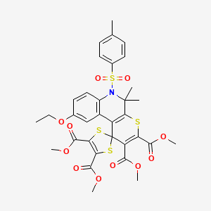 molecular formula C33H33NO11S4 B11042845 Tetramethyl 9'-ethoxy-5',5'-dimethyl-6'-[(4-methylphenyl)sulfonyl]-5',6'-dihydrospiro[1,3-dithiole-2,1'-thiopyrano[2,3-c]quinoline]-2',3',4,5-tetracarboxylate 