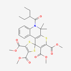 molecular formula C30H33NO9S3 B11042848 Tetramethyl 6'-(2-ethylbutanoyl)-5',5'-dimethyl-5',6'-dihydrospiro[1,3-dithiole-2,1'-thiopyrano[2,3-c]quinoline]-2',3',4,5-tetracarboxylate 
