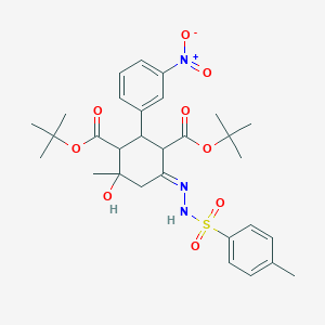 molecular formula C30H39N3O9S B11042944 di-tert-butyl (6E)-4-hydroxy-4-methyl-6-{2-[(4-methylphenyl)sulfonyl]hydrazinylidene}-2-(3-nitrophenyl)cyclohexane-1,3-dicarboxylate 