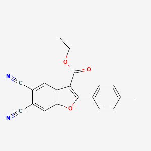 molecular formula C20H14N2O3 B11042948 Ethyl 5,6-dicyano-2-(4-methylphenyl)-1-benzofuran-3-carboxylate 
