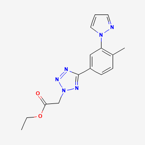 molecular formula C15H16N6O2 B11042958 ethyl {5-[4-methyl-3-(1H-pyrazol-1-yl)phenyl]-2H-tetrazol-2-yl}acetate 
