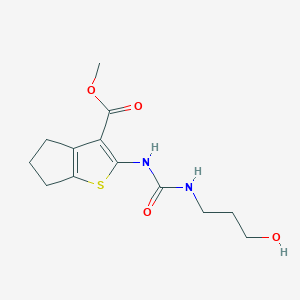 molecular formula C13H18N2O4S B11043148 Methyl 2-([(3-hydroxypropyl)carbamoyl]amino)-4H,5H,6H-cyclopenta[b]thiophene-3-carboxylate 