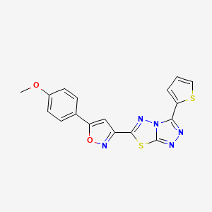 molecular formula C17H11N5O2S2 B11043158 6-[5-(4-Methoxyphenyl)-1,2-oxazol-3-yl]-3-(thiophen-2-yl)[1,2,4]triazolo[3,4-b][1,3,4]thiadiazole 