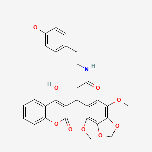 molecular formula C30H29NO9 B11043222 3-(4,7-dimethoxy-1,3-benzodioxol-5-yl)-3-(4-hydroxy-2-oxo-2H-chromen-3-yl)-N-[2-(4-methoxyphenyl)ethyl]propanamide 
