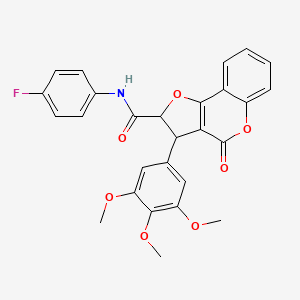 molecular formula C27H22FNO7 B11043237 N-(4-fluorophenyl)-4-oxo-3-(3,4,5-trimethoxyphenyl)-2,3-dihydro-4H-furo[3,2-c]chromene-2-carboxamide 