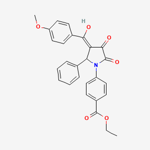 molecular formula C27H23NO6 B11043241 ethyl 4-[3-hydroxy-4-(4-methoxybenzoyl)-2-oxo-5-phenyl-2,5-dihydro-1H-pyrrol-1-yl]benzoate 