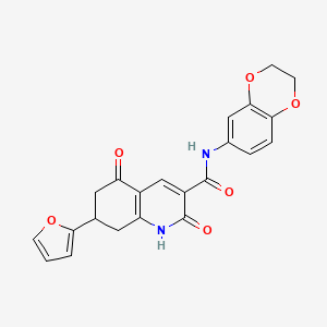 molecular formula C22H18N2O6 B11043280 N-(2,3-dihydro-1,4-benzodioxin-6-yl)-7-(furan-2-yl)-2,5-dioxo-1,2,5,6,7,8-hexahydroquinoline-3-carboxamide 
