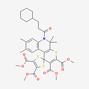 molecular formula C35H41NO9S3 B11043317 Tetramethyl 6'-(3-cyclohexylpropanoyl)-5',5',8',9'-tetramethyl-5',6'-dihydrospiro[1,3-dithiole-2,1'-thiopyrano[2,3-c]quinoline]-2',3',4,5-tetracarboxylate 