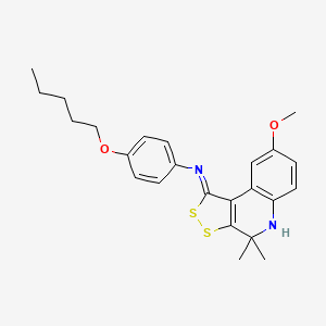 molecular formula C24H28N2O2S2 B11043325 N-[(1Z)-8-methoxy-4,4-dimethyl-4,5-dihydro-1H-[1,2]dithiolo[3,4-c]quinolin-1-ylidene]-4-(pentyloxy)aniline 