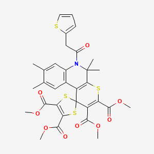 molecular formula C32H31NO9S4 B11043332 Tetramethyl 5',5',8',9'-tetramethyl-6'-(thiophen-2-ylacetyl)-5',6'-dihydrospiro[1,3-dithiole-2,1'-thiopyrano[2,3-c]quinoline]-2',3',4,5-tetracarboxylate 