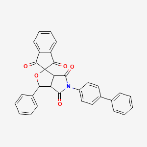 molecular formula C32H21NO5 B11043349 5-(biphenyl-4-yl)-3-phenyl-3a,6a-dihydrospiro[furo[3,4-c]pyrrole-1,2'-indene]-1',3',4,6(3H,5H)-tetrone 