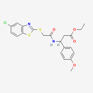 molecular formula C21H21ClN2O4S2 B11043407 Ethyl 3-({[(5-chloro-1,3-benzothiazol-2-yl)sulfanyl]acetyl}amino)-3-(4-methoxyphenyl)propanoate 