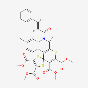 molecular formula C34H31NO9S3 B11043408 tetramethyl 5',5',8'-trimethyl-6'-[(2E)-3-phenylprop-2-enoyl]-5',6'-dihydrospiro[1,3-dithiole-2,1'-thiopyrano[2,3-c]quinoline]-2',3',4,5-tetracarboxylate 