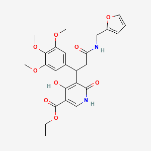 molecular formula C25H28N2O9 B11043432 Ethyl 5-{3-[(furan-2-ylmethyl)amino]-3-oxo-1-(3,4,5-trimethoxyphenyl)propyl}-4-hydroxy-6-oxo-1,6-dihydropyridine-3-carboxylate 
