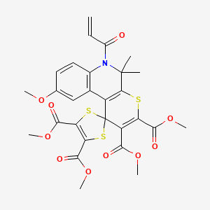 molecular formula C28H27NO10S3 B11043485 Tetramethyl 6'-acryloyl-9'-methoxy-5',5'-dimethyl-5',6'-dihydrospiro[1,3-dithiole-2,1'-thiopyrano[2,3-c]quinoline]-2',3',4,5-tetracarboxylate 