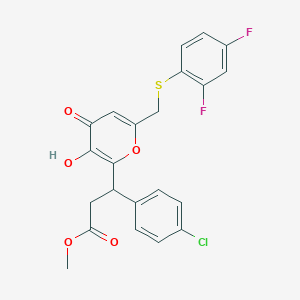 molecular formula C22H17ClF2O5S B11043658 methyl 3-(4-chlorophenyl)-3-(6-{[(2,4-difluorophenyl)sulfanyl]methyl}-3-hydroxy-4-oxo-4H-pyran-2-yl)propanoate 