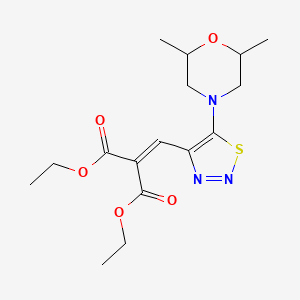 molecular formula C16H23N3O5S B11043660 Diethyl 2-{[5-(2,6-dimethylmorpholino)-1,2,3-thiadiazol-4-YL]methylene}malonate 