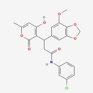 molecular formula C23H20ClNO7 B11043786 N-(3-chlorophenyl)-3-(4-hydroxy-6-methyl-2-oxo-2H-pyran-3-yl)-3-(7-methoxy-1,3-benzodioxol-5-yl)propanamide 